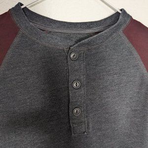 long sleeve maroon + grey shirt, S